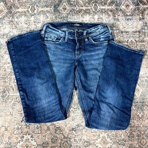 Silver Suki Jeans Women's 27x31 Blue Cotton Denim Bootcut Slim Faded Workwear